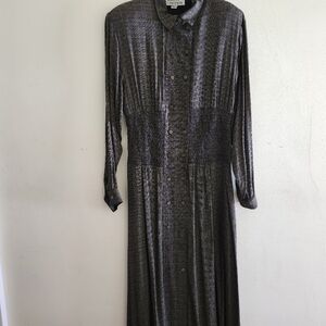 Vintage Jackie Bernard For Eklektic Long Sleeved Button Down Midi Dress Size 10